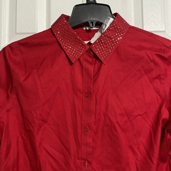 Cotton Chicos NWT Womens Button down shirt top rhinestone Collar size Large - Picture 4 of 14